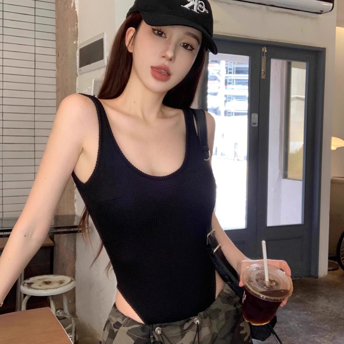 Black Strappy Bodysuit Sexy Ba - Suspender Tank Top 리뷰 및 가격