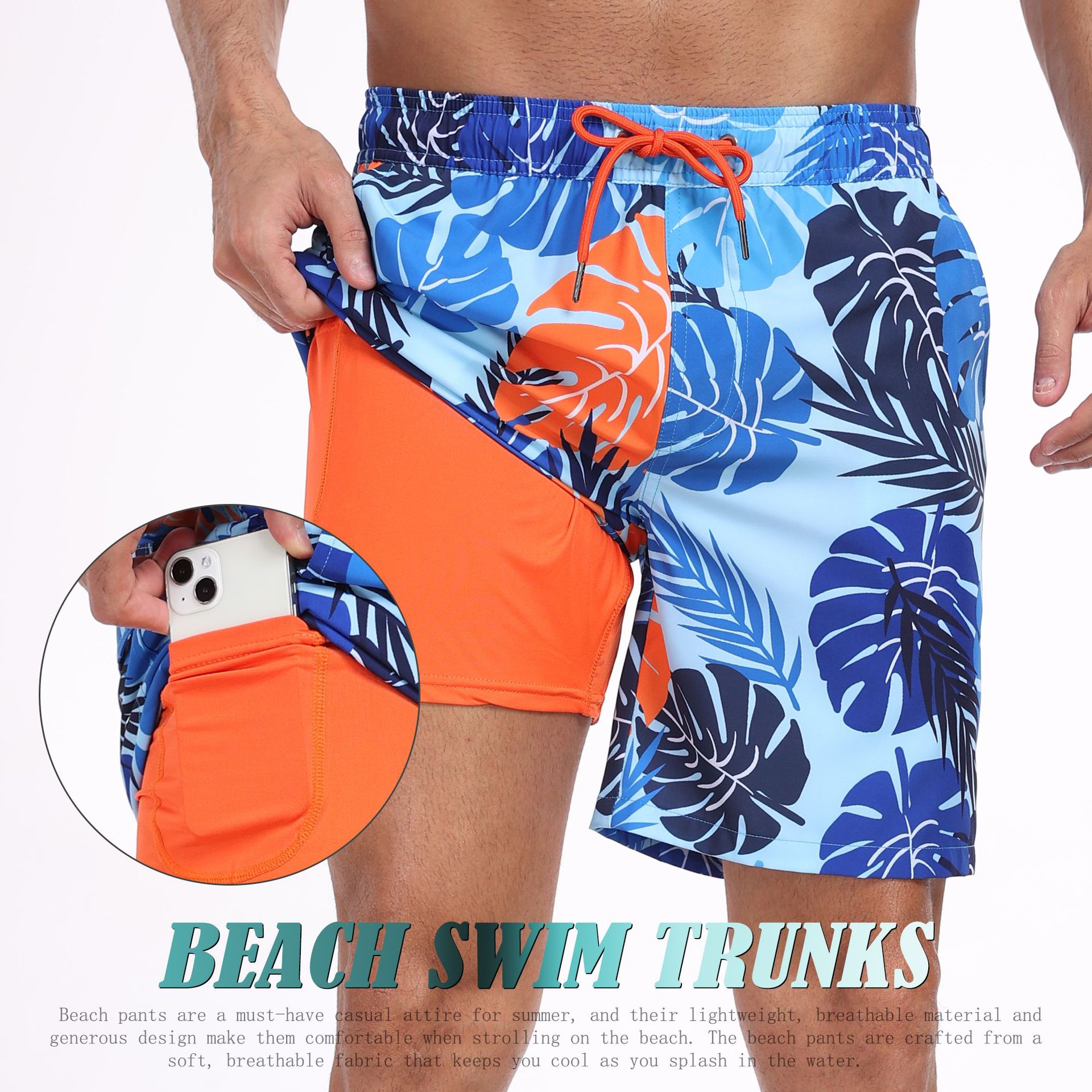 Mens Shark Pattern 2 in 1 Boar - Long Leg Trunk Men 리뷰 및 가격