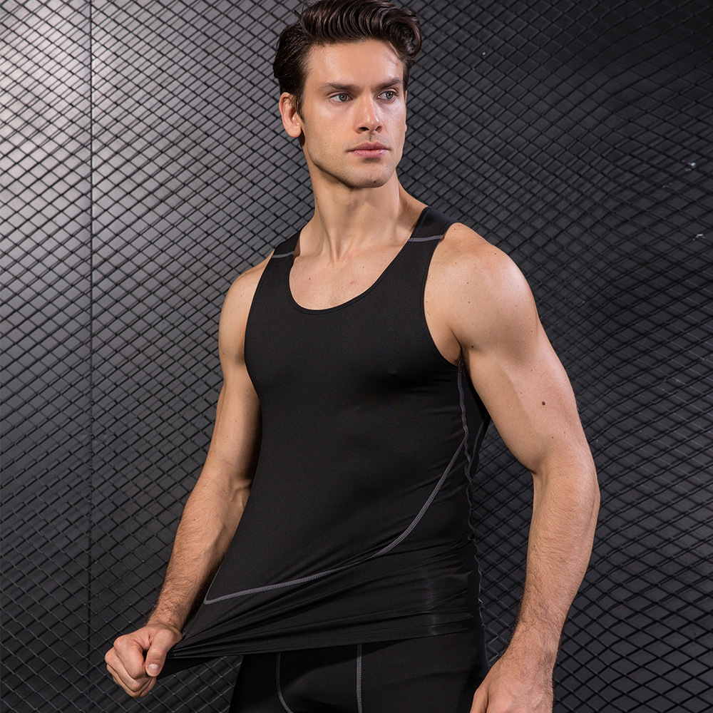 Men Black Sport Skinny Vest Ti - T Shirt Tight Fit 리뷰 및 가격