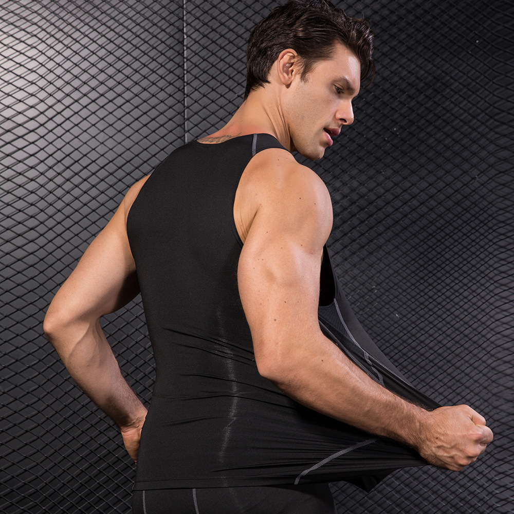 Men Black Sport Skinny Vest Ti - T Shirt Tight Fit 리뷰 및 가격