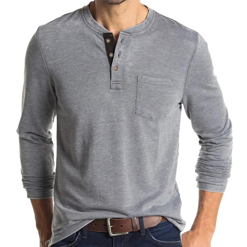 Men's Long Sleeve Henley Style - Undershirt Crew Neck 리뷰 및 가격