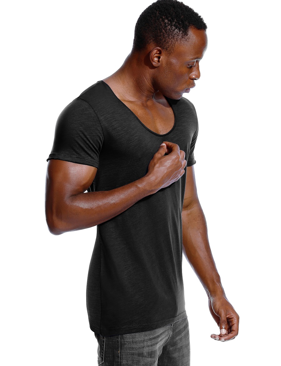 Scoop Neck T Shirt for Men Low - Undershirt Crew Neck 리뷰 및 가격