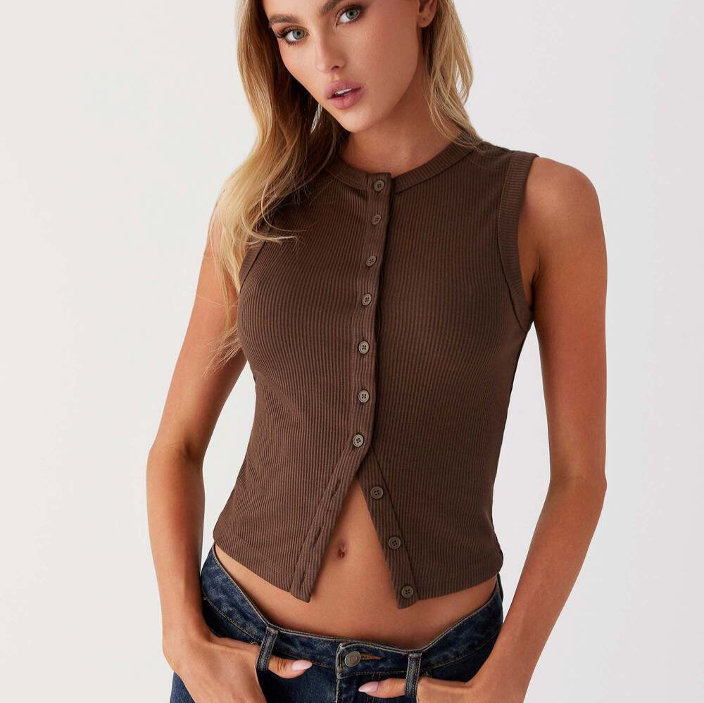 Ribbed Tank Button Crop Top Y2 - Tank Top Ribbed 리뷰 및 가격