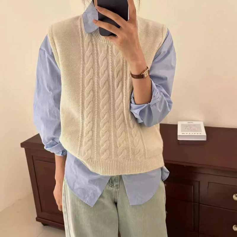 2025 New O-Neck Knitted Vest W - Sleeveless Undershirt 리뷰 및 가격