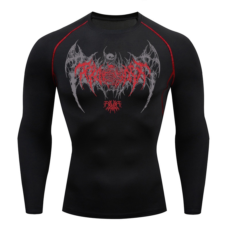 Skull Wings Print Long Sleeve  - Base Layer Top 리뷰 및 가격