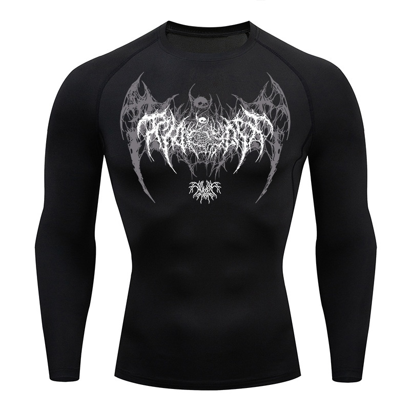 Skull Wings Print Long Sleeve  - Base Layer Top 리뷰 및 가격