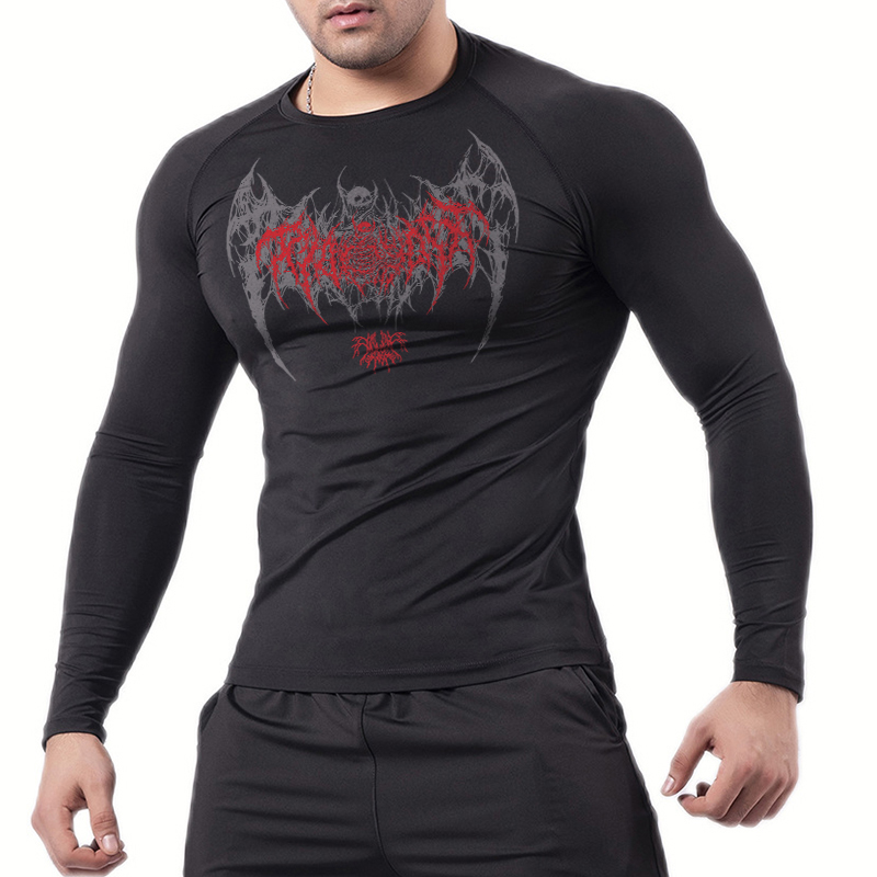 Skull Wings Print Long Sleeve  - Base Layer Top 리뷰 및 가격