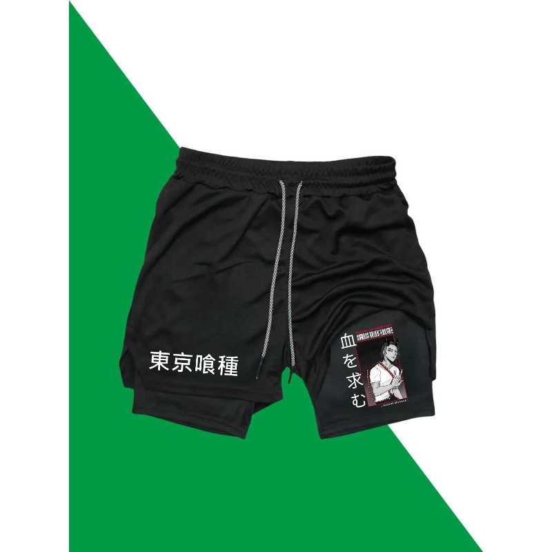 Tokyo Ghoul Print 2in1 Running - Compression Shorts Athletes 리뷰 및 가격