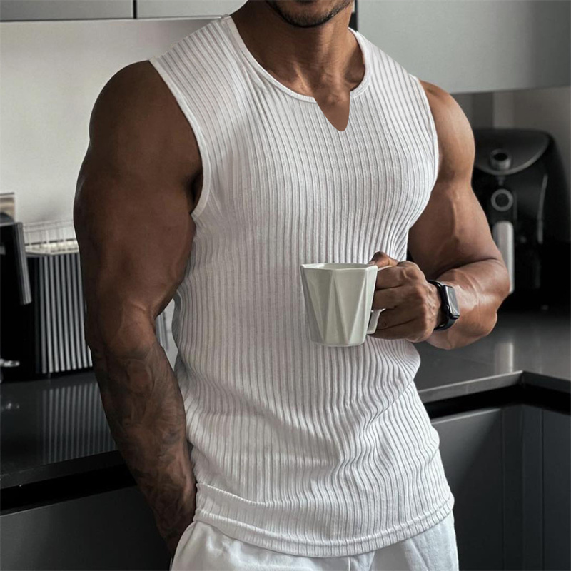 2024 Summer new men V-neck Ves - Undershirt Crew Neck 리뷰 및 가격