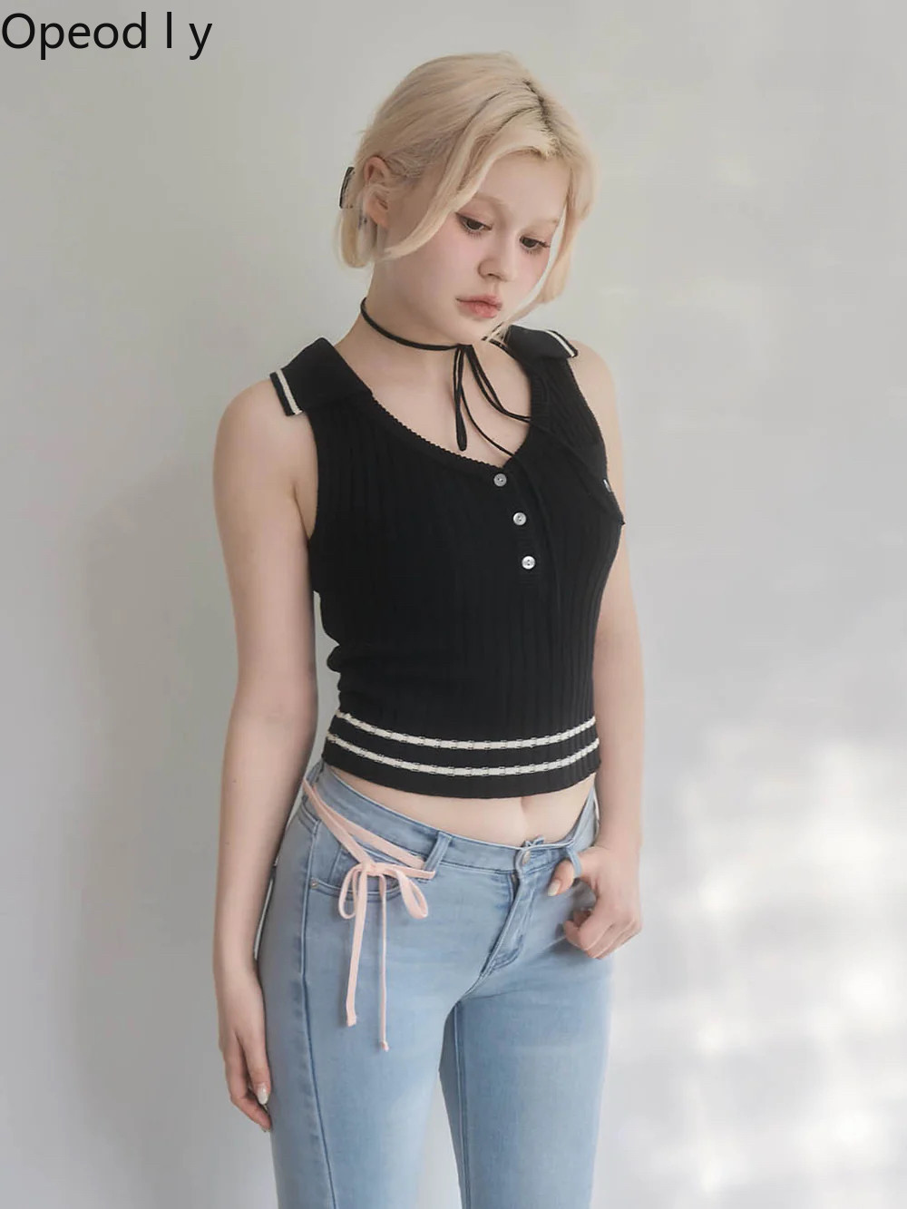 Japanese Sweet Lapel Twist V-n - Suspender Tank Top 리뷰 및 가격