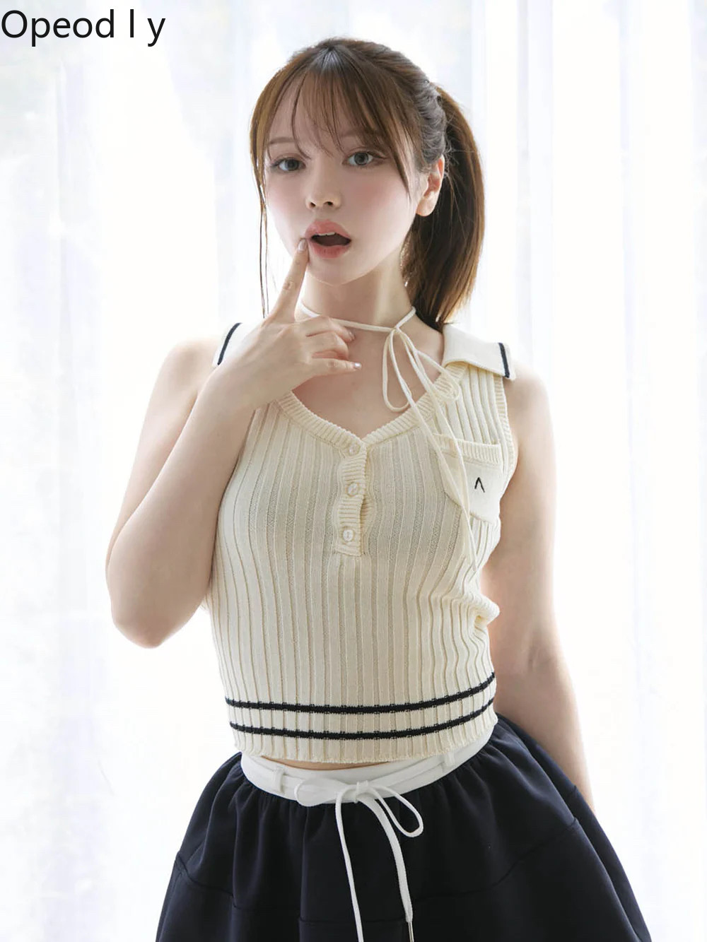 Japanese Sweet Lapel Twist V-n - Suspender Tank Top 리뷰 및 가격