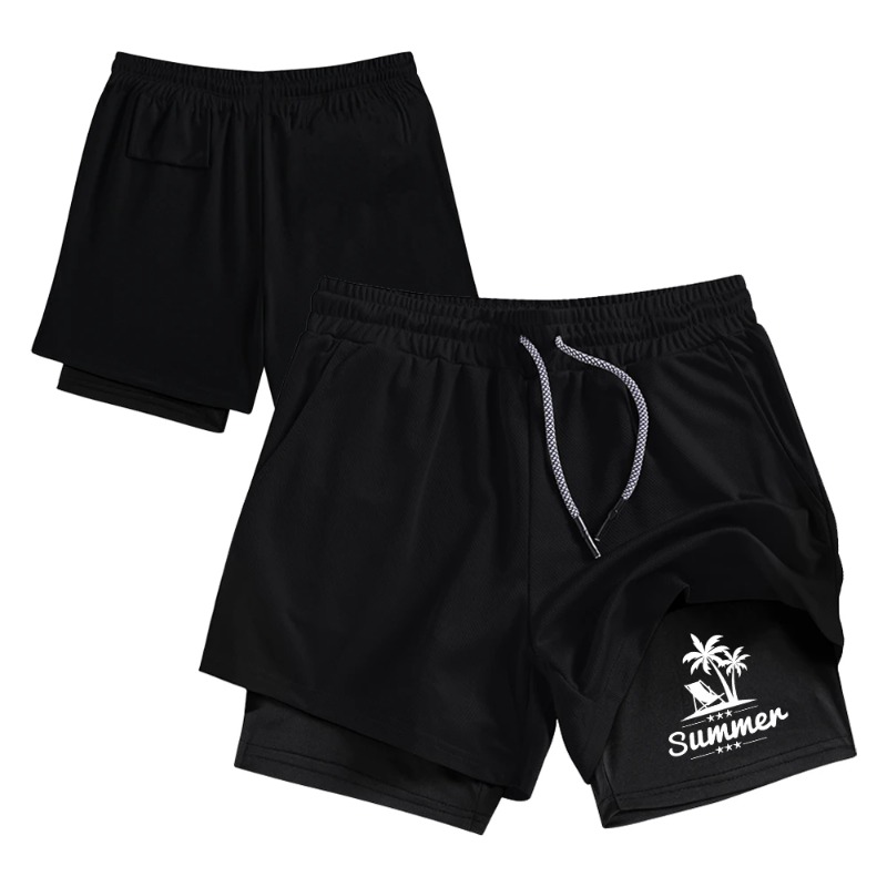 Summer Men's Double Layer Runn - Compression Shorts Athletes 리뷰 및 가격