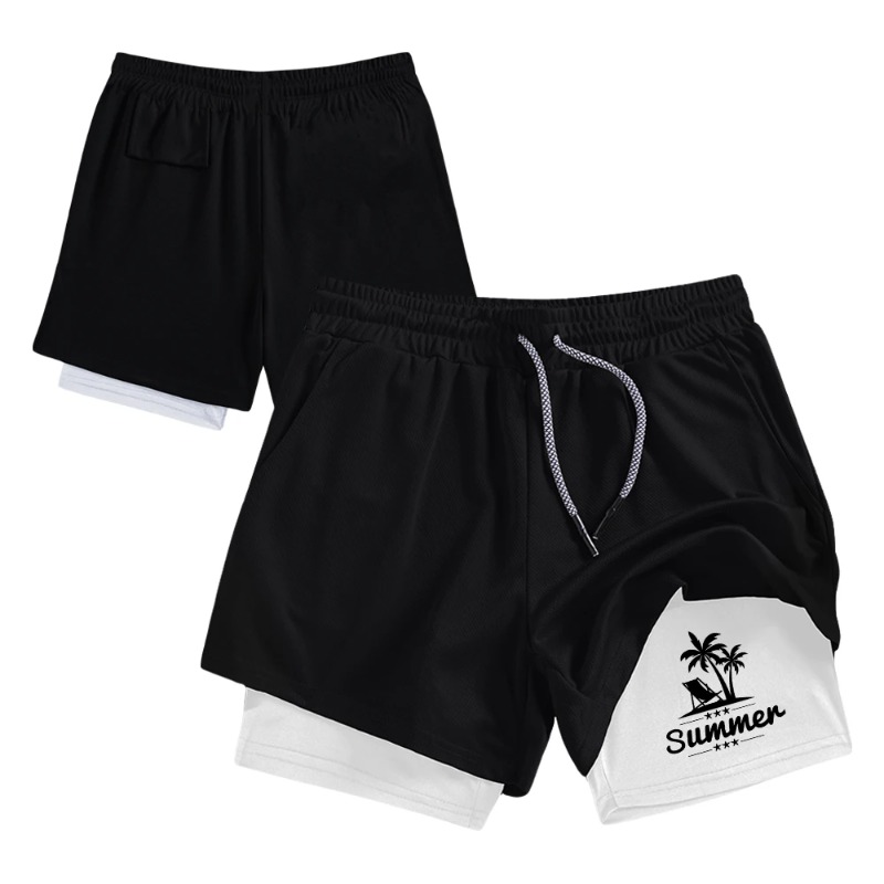 Summer Men's Double Layer Runn - Compression Shorts Athletes 리뷰 및 가격