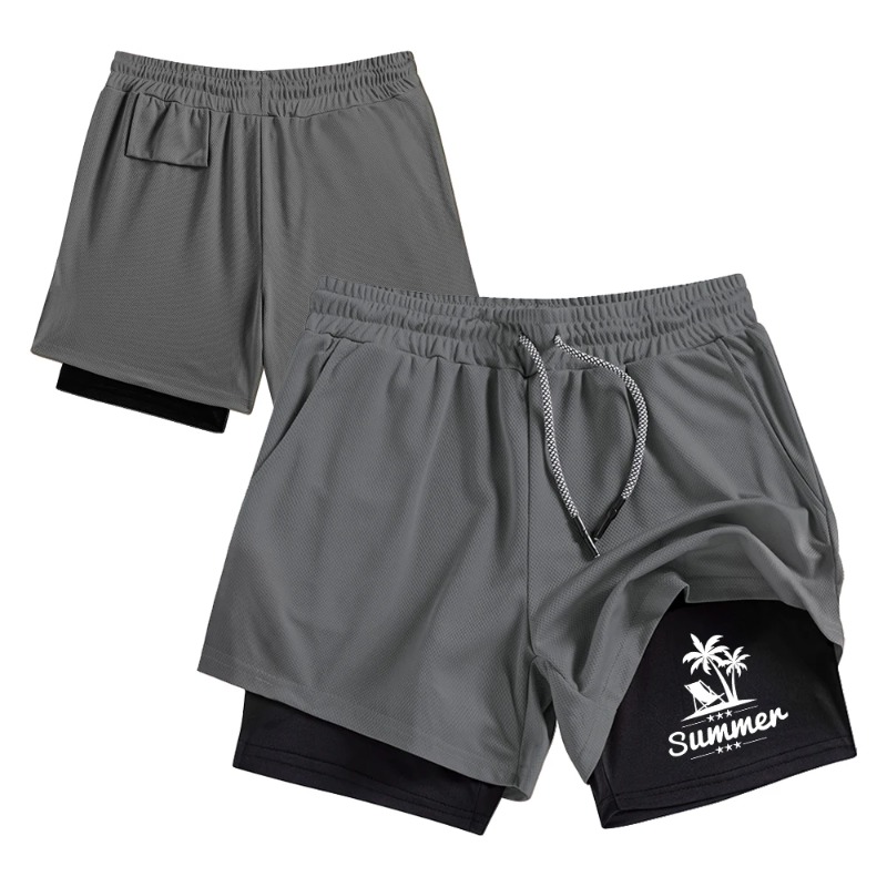 Summer Men's Double Layer Runn - Compression Shorts Athletes 리뷰 및 가격