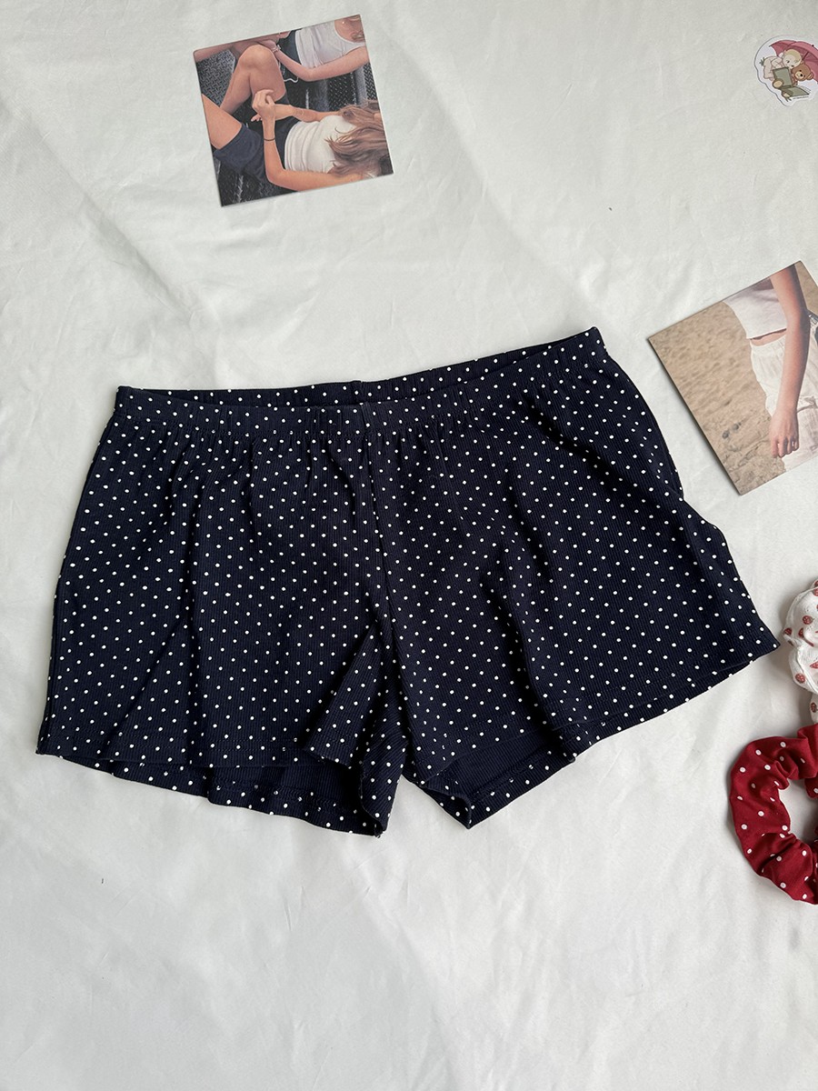Navy Dot Ribbed Shorts Sets Wo - Tank Top Ribbed 리뷰 및 가격