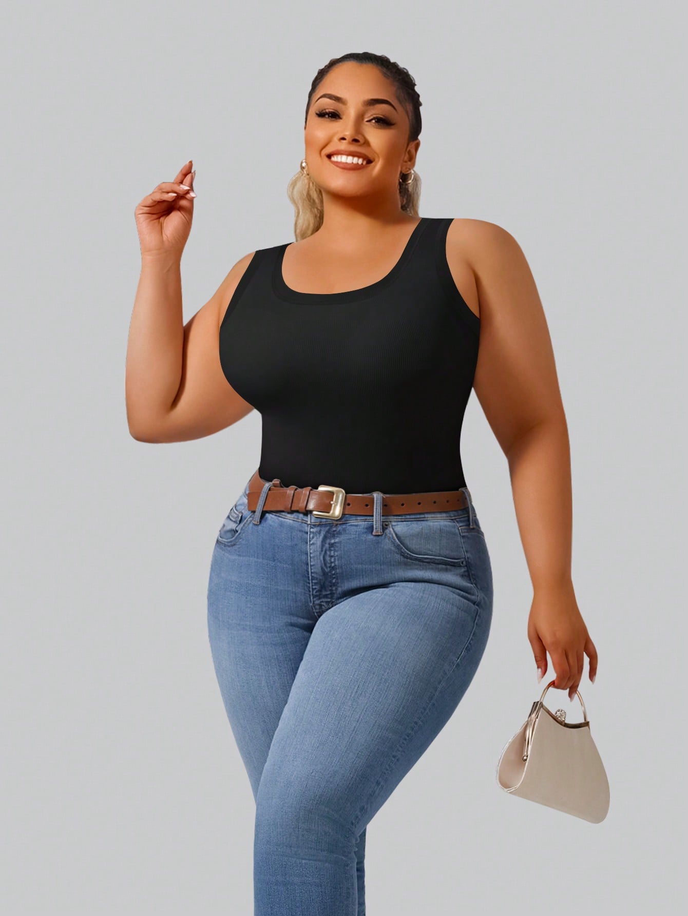 Plus Size Women's High Stretch - Tank Top Ribbed 리뷰 및 가격
