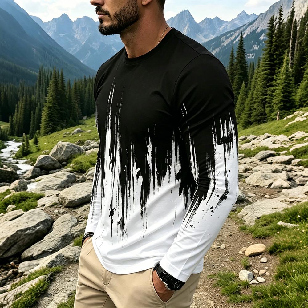Men's Gradient Ink Splash Long - Base Layer Top 리뷰 및 가격